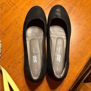 SAS Black Suede Glimmer Flats